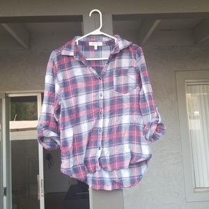 Eden & Olivia blue/red plaid button down